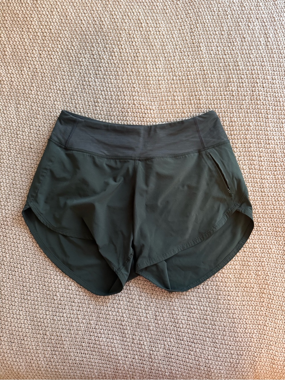 Outdoor Voices Olive Green Athletic Shorts with High Waist